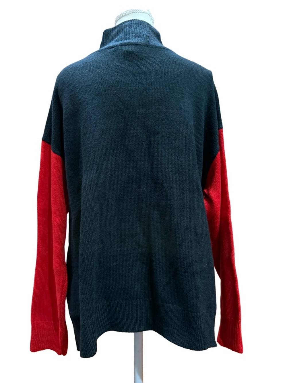 Tommy Hilfiger Mock Neck Sweater Small Red Colorblock Button Shoulder NWT Preppy - Picture 6 of 13